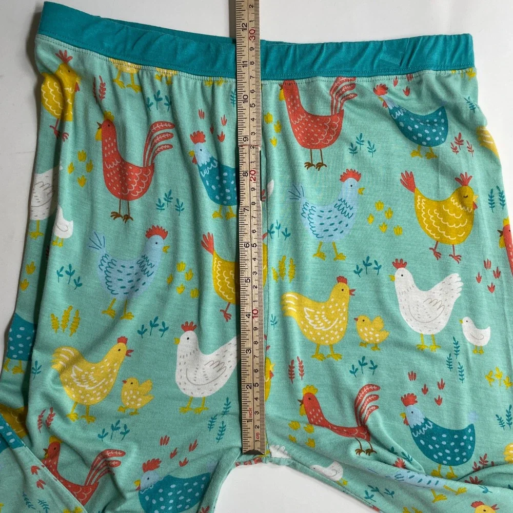 Little Sleepies Cluck Chicken Bamboo Pajama Leggings Teal Blue Kids 16 Farm Luxe